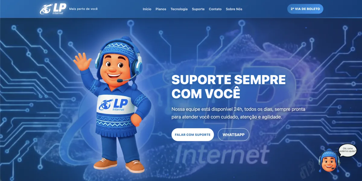 Site LP Internet provedor de internet com suporte 24h - criacao de sites pela Meu CDN