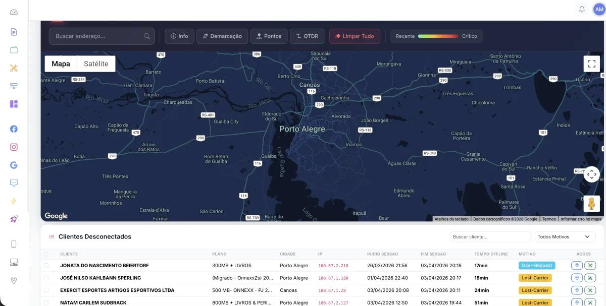 Sistema de Mapa de Rede com monitoramento e mapa interativo - desenvolvimento de sistemas Meu CDN